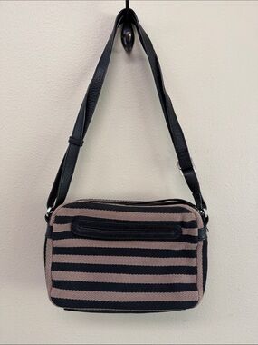 Brighton Black/Tan Stripes Crossbody Purse